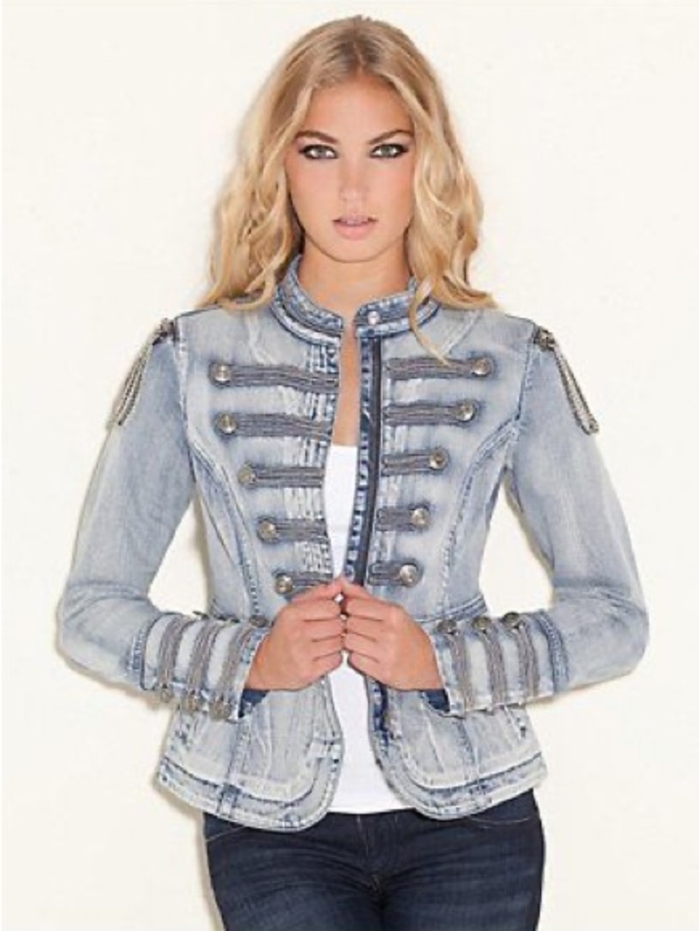 Guess premium limited edition military denim jacket sz S